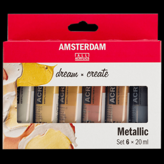 Akrylové farby Amsterdam - sada 6 x 20ml - Metallic (Akrylové farby)