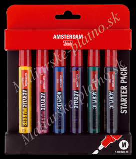 Akrylové fixy AMSTERDAM - Starter set 6 x 4 mm (AMSTERDAM Acrylic Marker)
