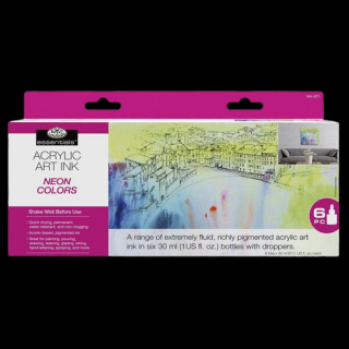 Akrylový atrament Royal & Langnickel NEON - 6x30ml (Akrylový ink)