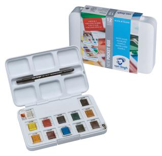 Akvarelové farby Van Gogh - Pocket box 12 kalíškov + 3 ZDARMA (Royal)