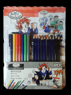 Blok na maľovanie Manga + sada ceruziek a fixí Royal Langnickel (Blok na)
