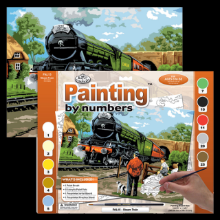 Maľovanie podľa čísiel formát A3  - Parný vlak (Sada na maľovanie podľa)