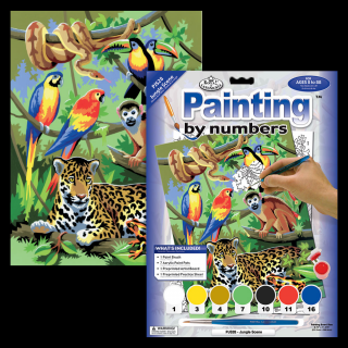 Maľovanie podľa čísiel formát A4 - Džungľa (Sada na maľovanie podľa)