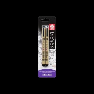 Pigma Micron 05 fineliner set | 2 x 0.45 mm, čierna (Pigma Micron 05)