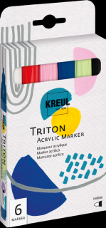 Sada akrylových markerov KREUL Triton medium - 6ks (Akrylové fixy)