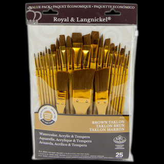Výhodná umelecká sada štetcov Royal Langnickel - Brown - 25 ks set