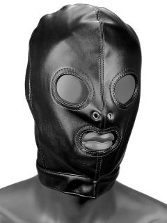 665 Fetish Hood with Eye & Mouth holes Black