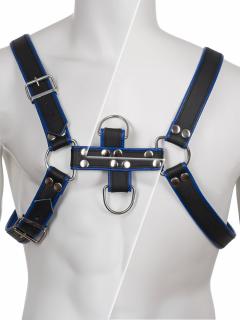 MisterB Genuine Leather BDSM Top Harness Black-Blue