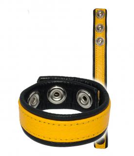 Push Production Leather Cockring Strap Band Yellow