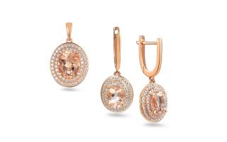 Briliantová súprava s morganitmi z kolekcie Morganite 0.620 ct IZBR138RS