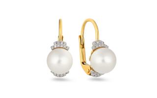 Briliantové náušnice s prírodnými perlami z kolekcie Wedding Jewelry 0,100 ct IZBR823N