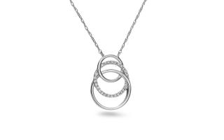 Briliantový náhrdelník z bieleho zlata prepletané kruhy KU1620A