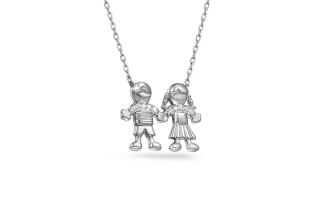 Briliantový náhrdelník z bieleho zlata s príveskom Chlapček a dievčatko 0.040 ct IZBR611A
