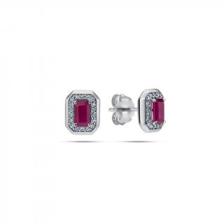 Decentné diamantové náušnice s rubínom 0,54ct KU2161A