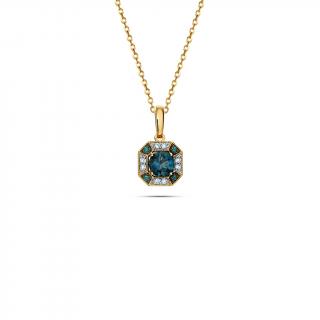 Diamantový prívesok v tvare štvorca s London Blue topásom 1,25 ct KU2140LBTP