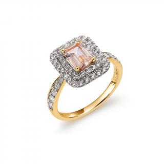 Diamantový prsteň s centrálnym morganitom 0,96 ct KU2152