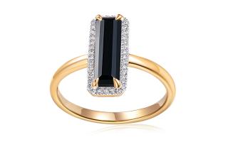 Diamantový prsteň s čiernym achátom IZBR1056