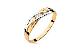 Diamantový prsteň s líniami žltého a bieleho zlata, 9K BSBR027HR