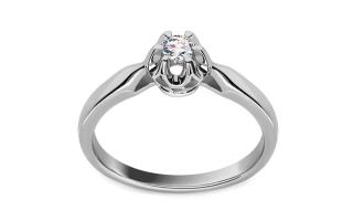 Diamantový zásnubný prsteň z bieleho zlata Crown, 14K CSBR07A