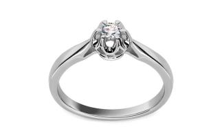 Diamantový zásnubný prsteň z bieleho zlata Crown, 9K CSBR07AHR