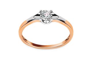 Diamantový zásnubný prsteň z ružového a bieleho zlata 0.080 ct Andria KU578R
