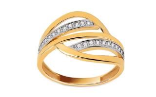 Dvojfarebný dámsky prsteň so zirkónmi IZ27703