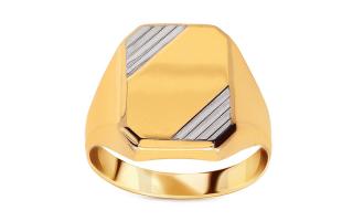 Dvojfarebný zlatý pečatný prsteň IZ25791