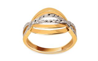 Dvojfarebný zlatý prsteň s gravírom IZ27268