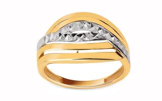 Dvojfarebný zlatý prsteň s jemným vzorom IZ27263