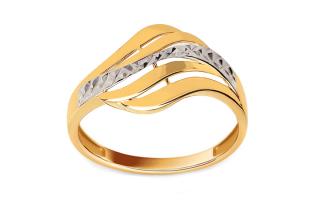 Dvojfarebný zlatý prsteň s jemným vzorom IZ27307