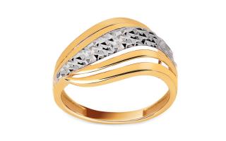 Dvojfarebný zlatý prsteň s jemným vzorom IZ27316