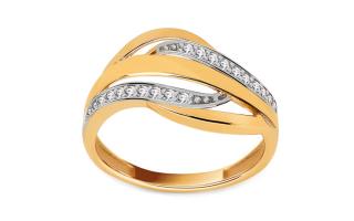 Dvojfarebný zlatý prsteň so zirkónmi IZ27730