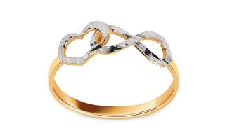 Dvojfarebný zlatý prsteň Srdiečko s nekonečnom IZ25937