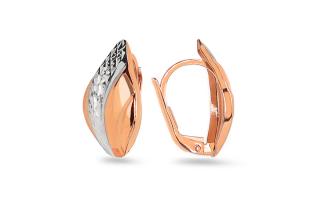Elegantné dvojfarebné náušnice s gravírom, 14K IZ26053RA