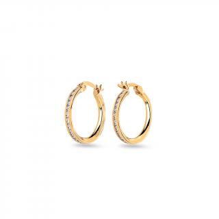 Elegantné kruhy so zirkónmi po obvode 2cm, 14K IZ13884