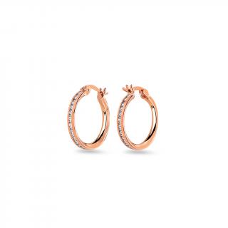 Elegantné kruhy so zirkónmi po obvode 2cm, ružové zlato 14K IZ13884R