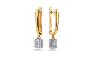 Elegantné náušnice s baguette diamantmi KU1478
