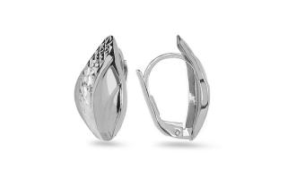 Elegantné náušnice z bieleho zlata s gravírom, 14K IZ26053A