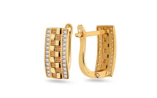Elegantné zirkónové náušnice s geometrickým dizajnom, 14K IZ29169