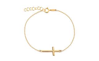Elegantný náramok s hladkým krížikom, žlté zlato 14K IZ25536