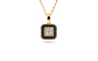 Elegantný prívesok s čiernymi a centrálnym čírym diamantom KU1416BP