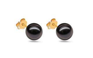 Hematitové napichovacie náušnice 8mm, 14K IZ20397