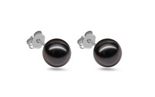 Hematitové napichovacie náušnice 8mm, biele zlato IZ20397A