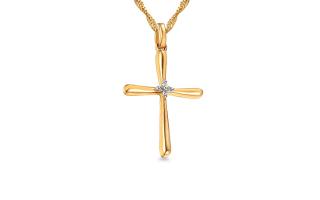 Jedinečný zlatý prívesok krížik s diamantmi IZBR549