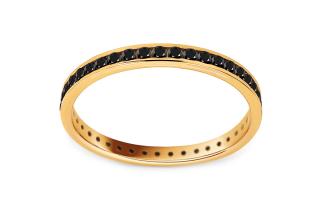 Jemný zlatý prsteň so simulovaným ónyxom IZ27104
