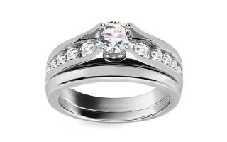 Luxusný dvojitý zásnubný prsteň s diamantmi KU0023