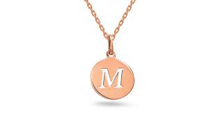 Minimalistický prívesok písmeno M, ružové zlato 14K IZ24453MR