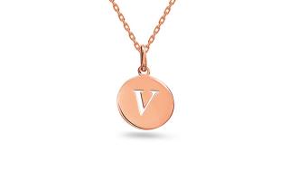Minimalistický prívesok písmeno V, ružové zlato 14K IZ24453VR