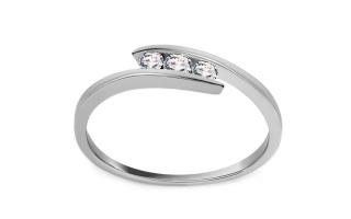 Minimalistický prsteň z bieleho zlata so zirkónmi Pretty CSRI1040A