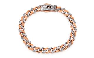 Monaco Chain bracelet Classic Alternate Pavé lock Rose 8 mm IZ30299RNUSA